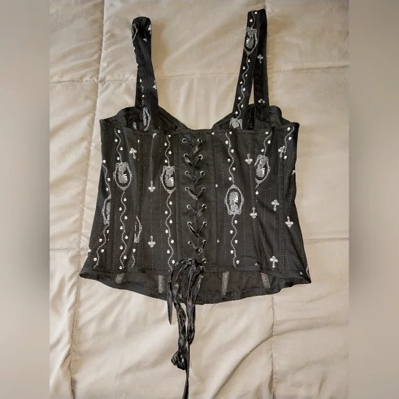 Vintage Spin Doctor Y2K Hell Bunny skull cameo corset top - Picture 2 of 8
